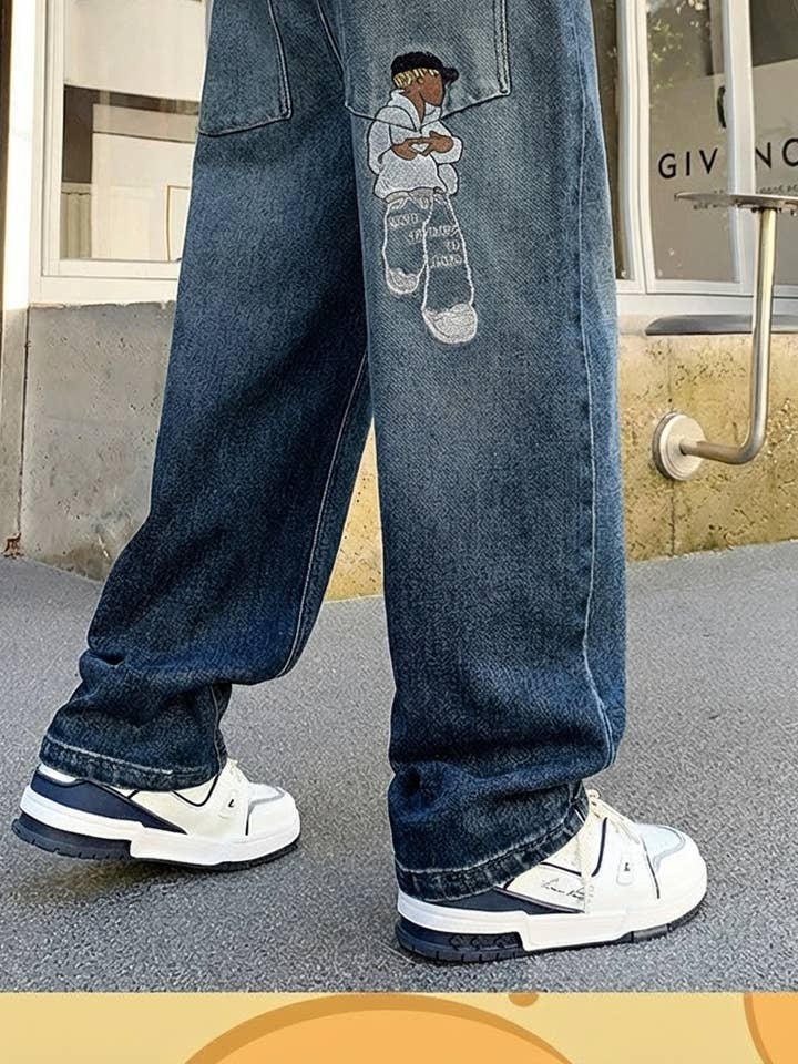 Jungen blaue bestickte Jeanshose für den Großhandel von CHANG EN LLC
