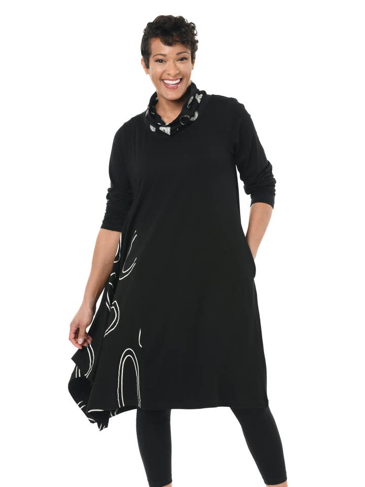 Tulip Clothing - Wholesale Dress - Women's - SDM133 Emaline Dress in Black Multi
