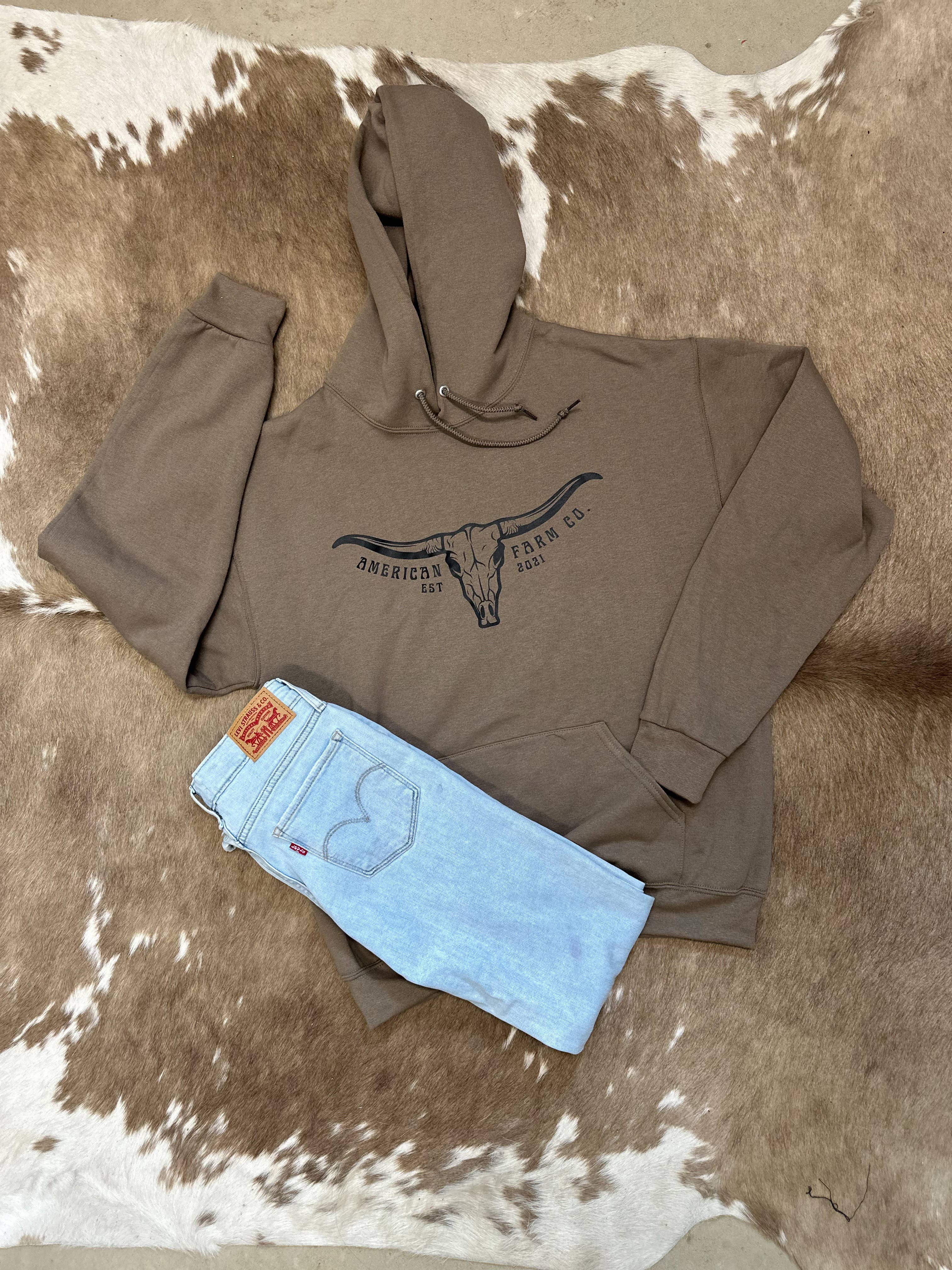 American Farm Company - Wholesale Hoodie - Women's - Western Skull Mocha Graphic Hoodie2