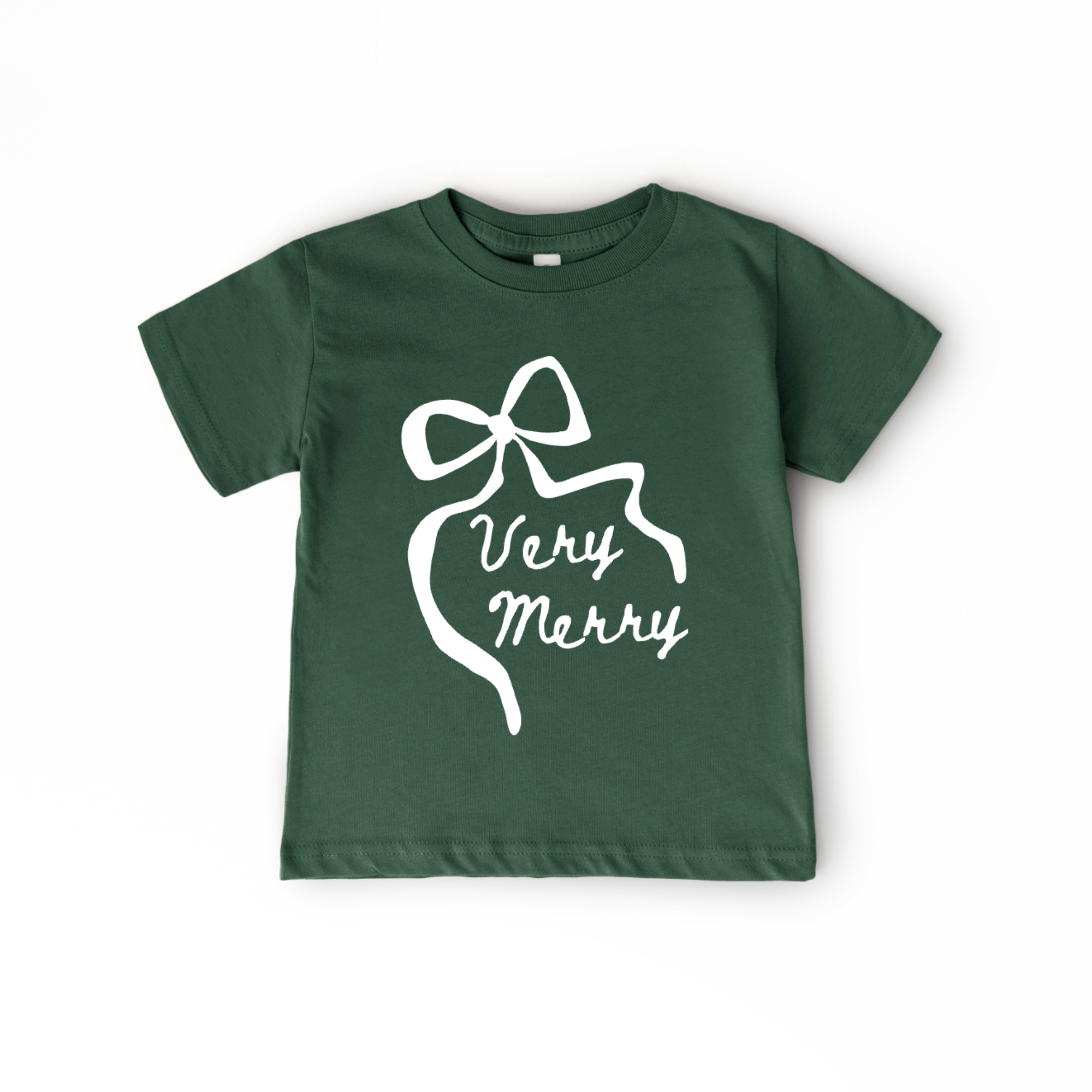Benny & Ray Apparel - Wholesale Screen Printed T-Shirt - Kids - Very Merry Santa Claus Merry and Bright Bow Christmas Shirt 2