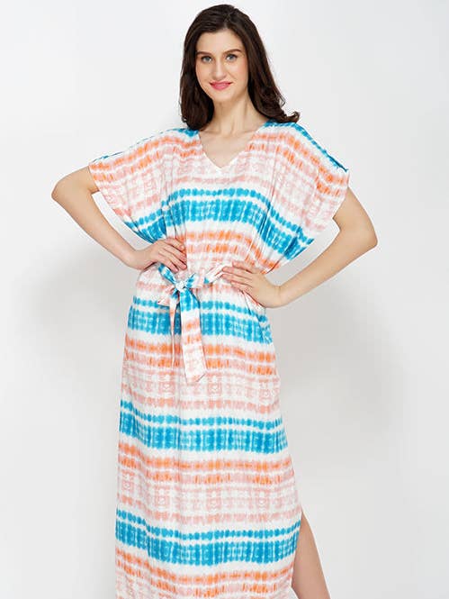 Set of 6 Coral Reef Tie Dye Maxi Cover Up (S,M,L) for wholesale by America & Beyond