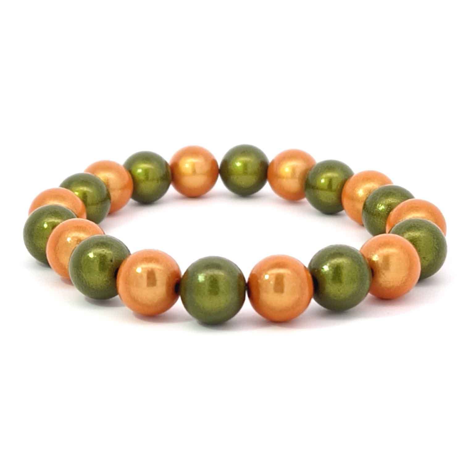 Impala - Vente Bracelet de perles - Bracelet Wonder pêche-olive foncé 10mm0