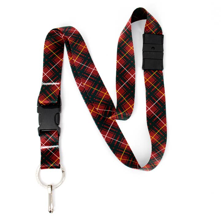 Bruce Plaid Breakaway Lanyard - with Buckle and Flat Ring - Made in the USA for wholesale by Buttonsmith