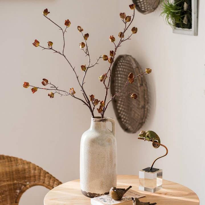 Rustic Reach - Wholesale Artificial Flowers - Artificial Dry Hibiscus Flower Stem 35.4" Tall