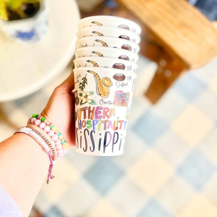 Happy By Rachel, LLC - Wholesale Disposable Cup - State of Mississippi Reusable Cups, Set of 6