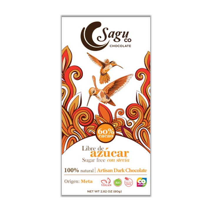 SAGU CO CHOCOLATE - Wholesale Chocolate Bar - Premium Dark Chocolate Bar 60% Cacao- Sugar Free 80g