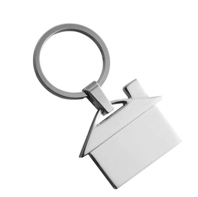 eBuyGB Craft Blanks - Wholesale Keychain – Unisex - Silver Chrome Metal House Shaped Keyring Key Ring Home Gift1