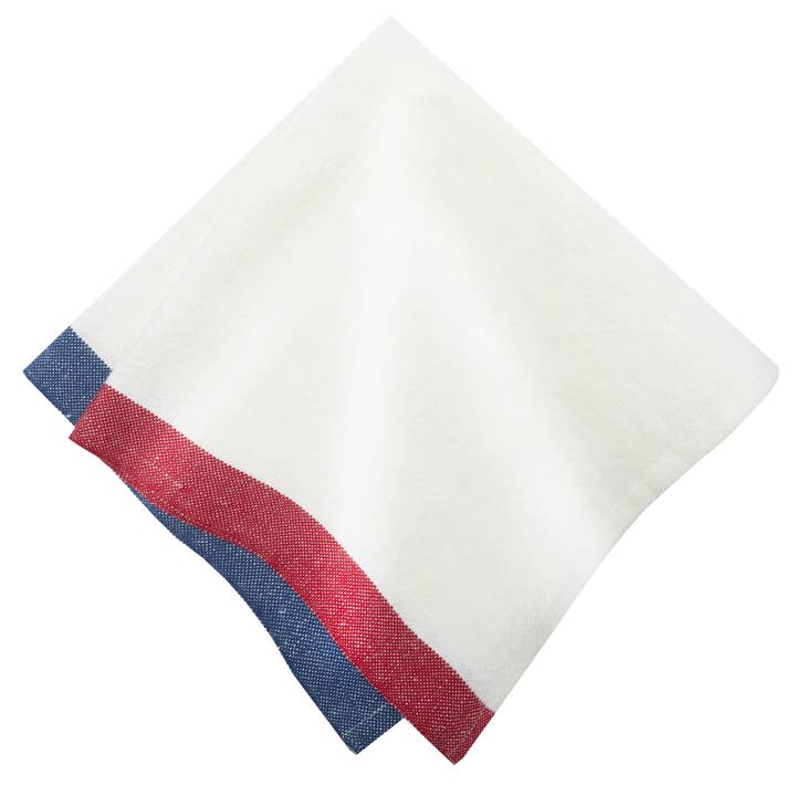 Serviettes Paris White - Bleu/Rouge 20x20 - Set de 4 pour la vente par Caravan Home