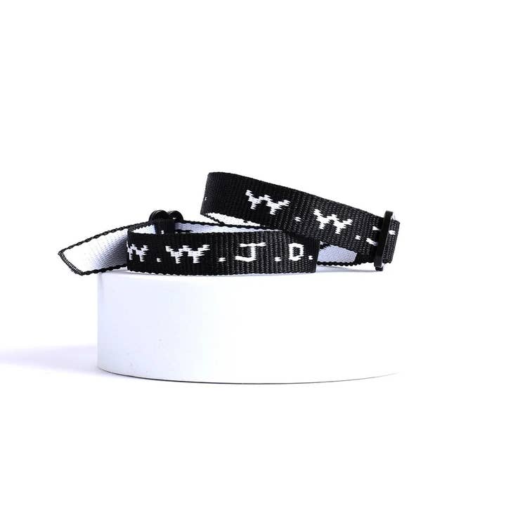 Bracelet Woven WWJD Black Pk25 for wholesale by Swanson Christian Products