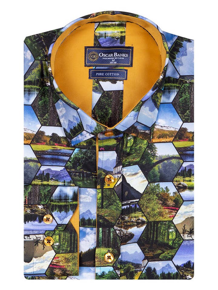 Pure Cotton Nature Print Cotton Shirts For Men for wholesale by Makrom