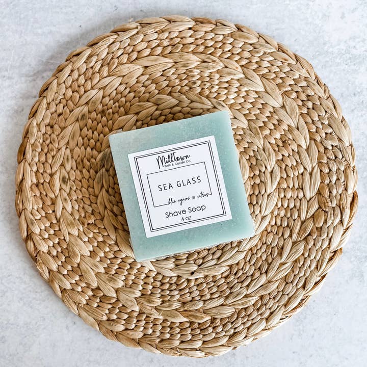 MillTown Bath & Candle Company - Wholesale Shave Soap - Sea Glass Shave Soap | Rich Lather & Smooth Shave | Safe for Sensitive Skin