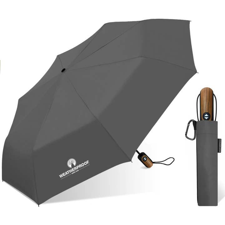 Wetterfester 46-Zoll-Kompaktschirm mit automatischem Öffnen/Schließen, Grau für den Großhandel von Chaby International