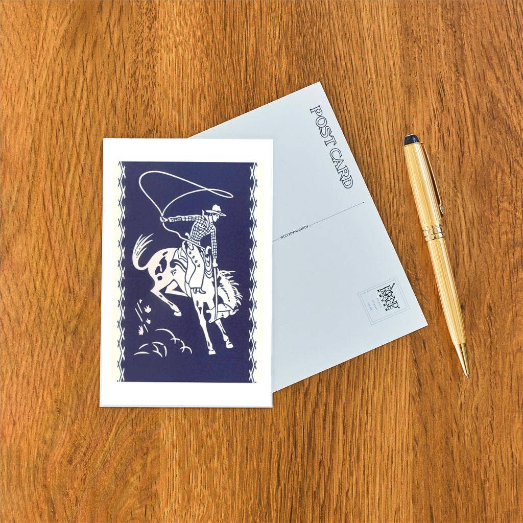 Found Image Press - Wholesale Postcard - Postcard CB-136 Cowboy with Lariat on Bucking Bronco1