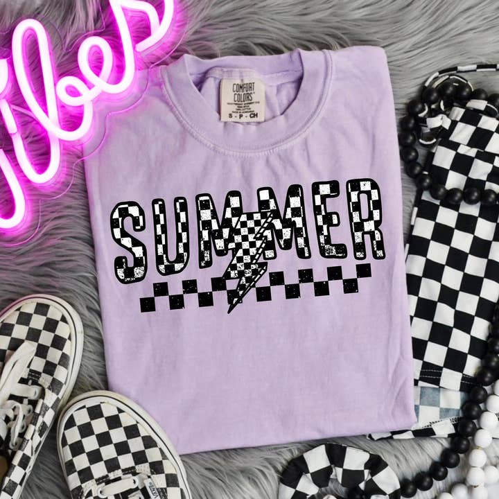 Checkered Summer Graphic Tee for wholesale by Savage Rebel Co.