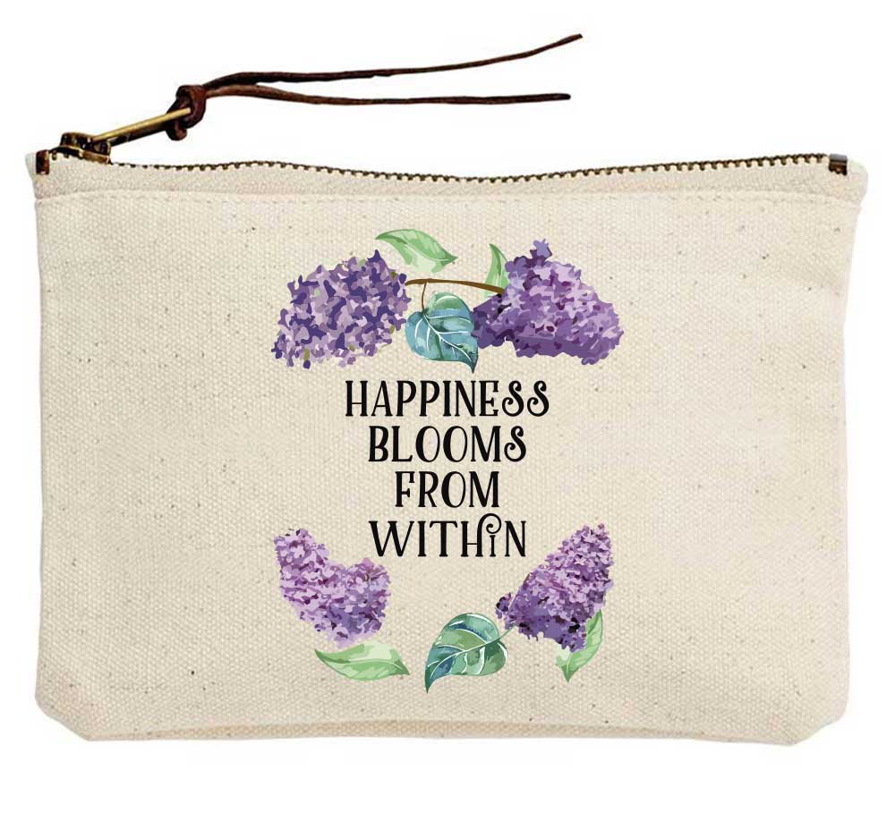 Potluck Press - Wholesale Pouch - Women's - Happiness Blooms Lilacs Canvas Pouch