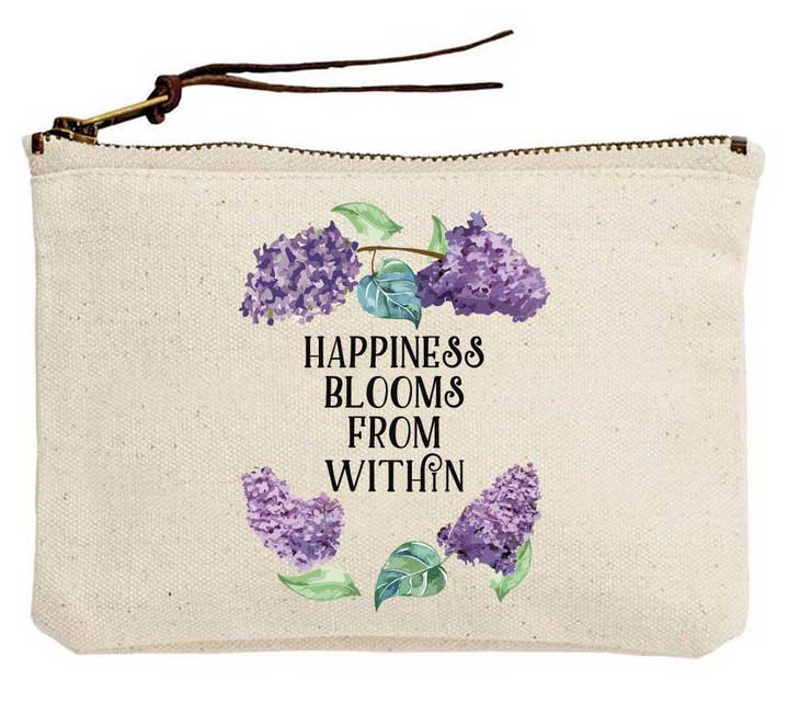 Potluck Press - Wholesale Pouch - Women's - Happiness Blooms Lilacs Canvas Pouch0