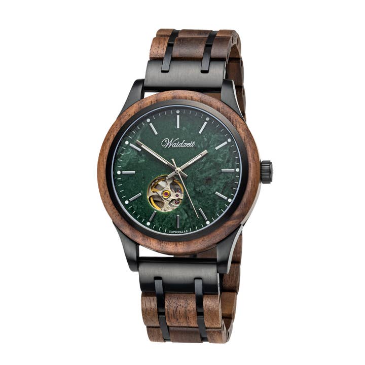 Waldlicht automatisk herrklocka med träarmband för wholesale av Waidzeit
