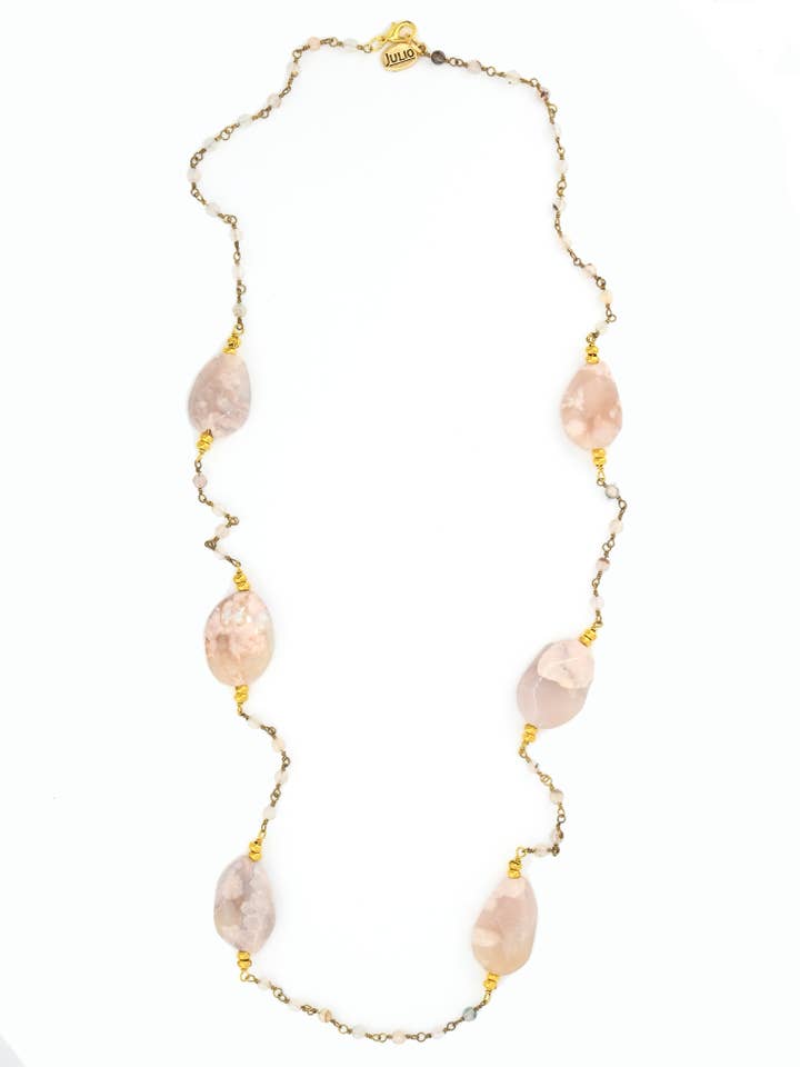 Colar de Camadas de Calcedónia Sakura à Beira do Lago por atacado de Julio Designs