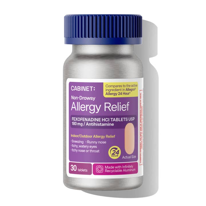 Cabinet Health - Wholesale Oral Supplement/Vitamin - Non-Drowsy Allergy Relief Aluminum Bottle - 30ct