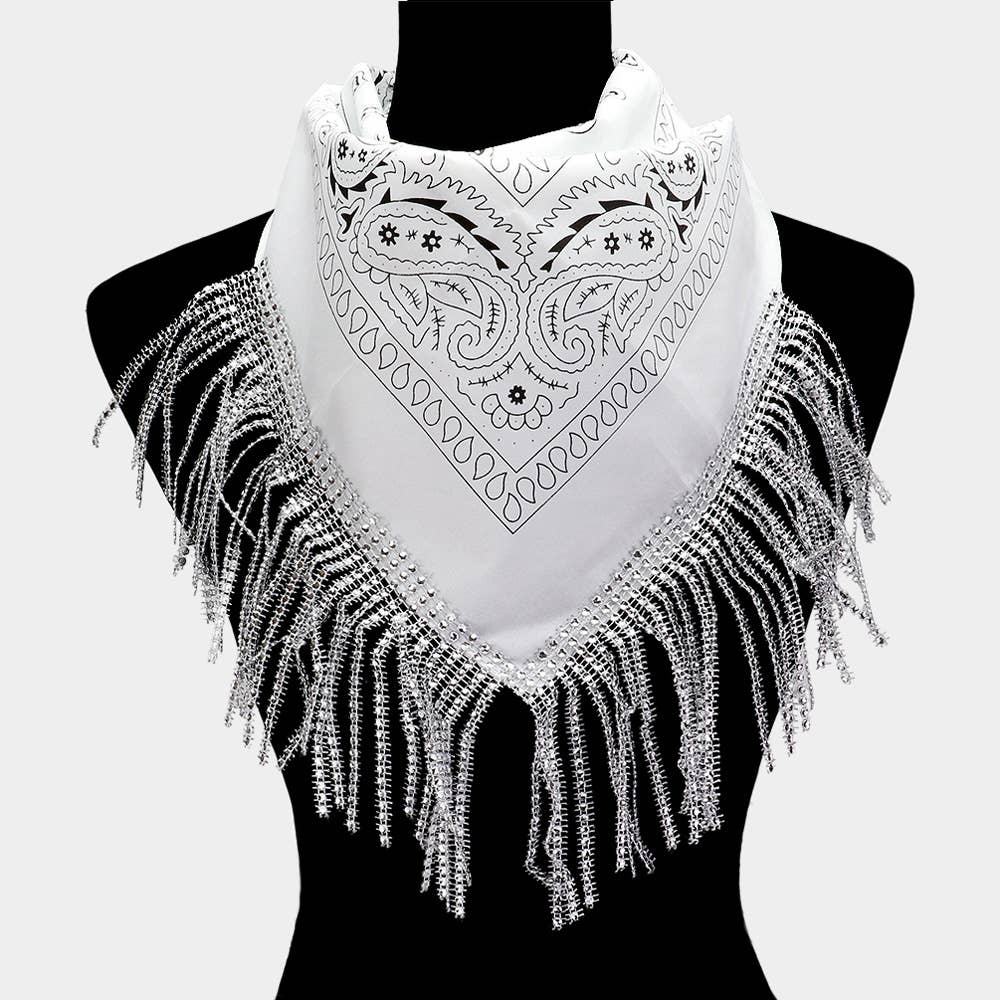 Sensibling Corp. – wholesale Scarf – Women's – Rhinestone Like Fringe Cowgirl Bandana Scarf4