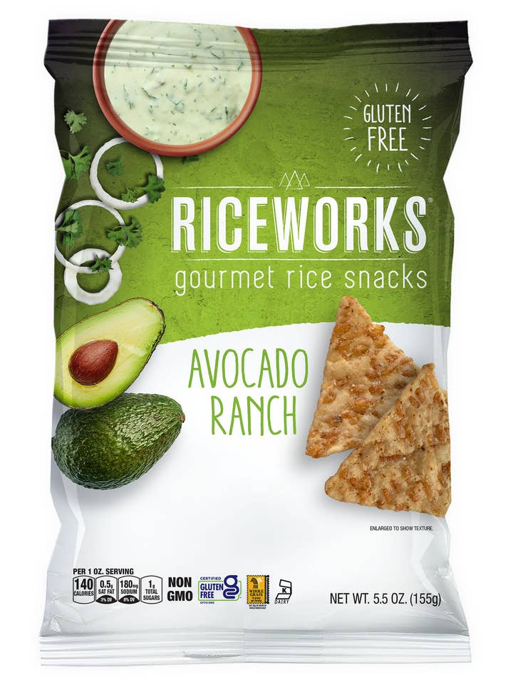 Croustilles de riz Riceworks Avocado Ranch Gourmet pour la vente par Riceworks