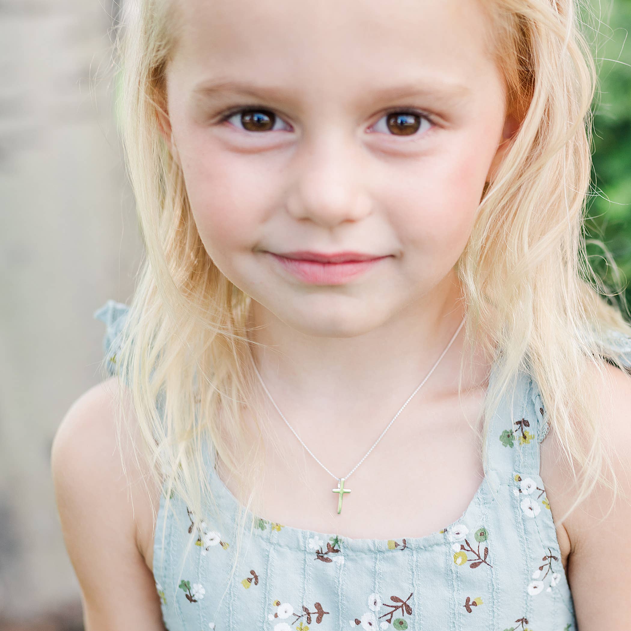 Cherished Moments - Wholesale Kids Necklace - Kids - Girls Sterling Silver Cross Charm Necklace-Baptism Communion1