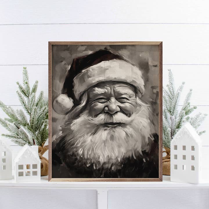 Kendrick Home - Wholesale Christmas Wall Art - Santa BW1