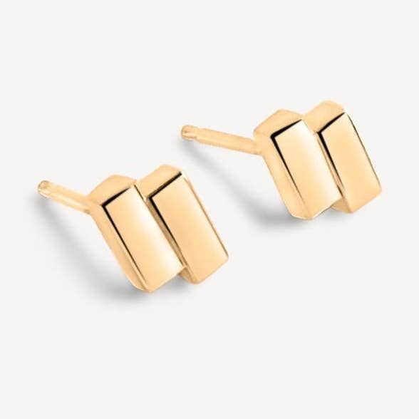 Off-Balance Bar Studs | 14k Vermeil for wholesale by Sheena Marshall Jewelry