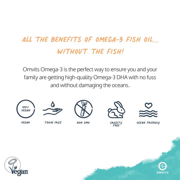 Omvits - Wholesale Oral Supplement/Vitamin - Vegan Omega 3 DHA - 60 Algae Oil Capsules