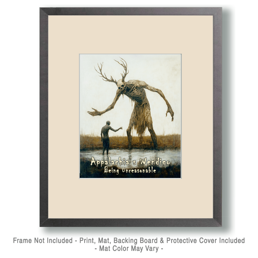 Mowbi – Impressão artística por atacado – Wendigo being Unrazoable - Impressões artísticas de parede com criptozoologia criptídica — Obra de 8 ″ x 10" para moldura de 11 ″ x 14″1