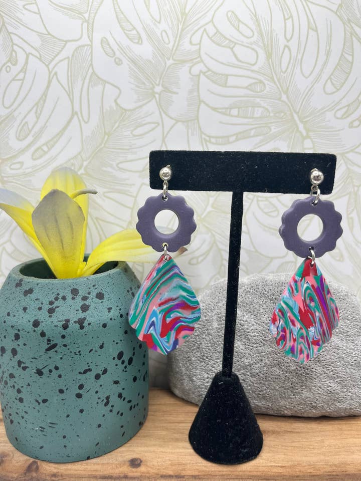 Peacock Funk | Polymer Clay Earring | Handmade Earrings | Handmade Jewelry | Lightweight Earrings | Hypoallergenic Earrings for wholesale by StayTay Store