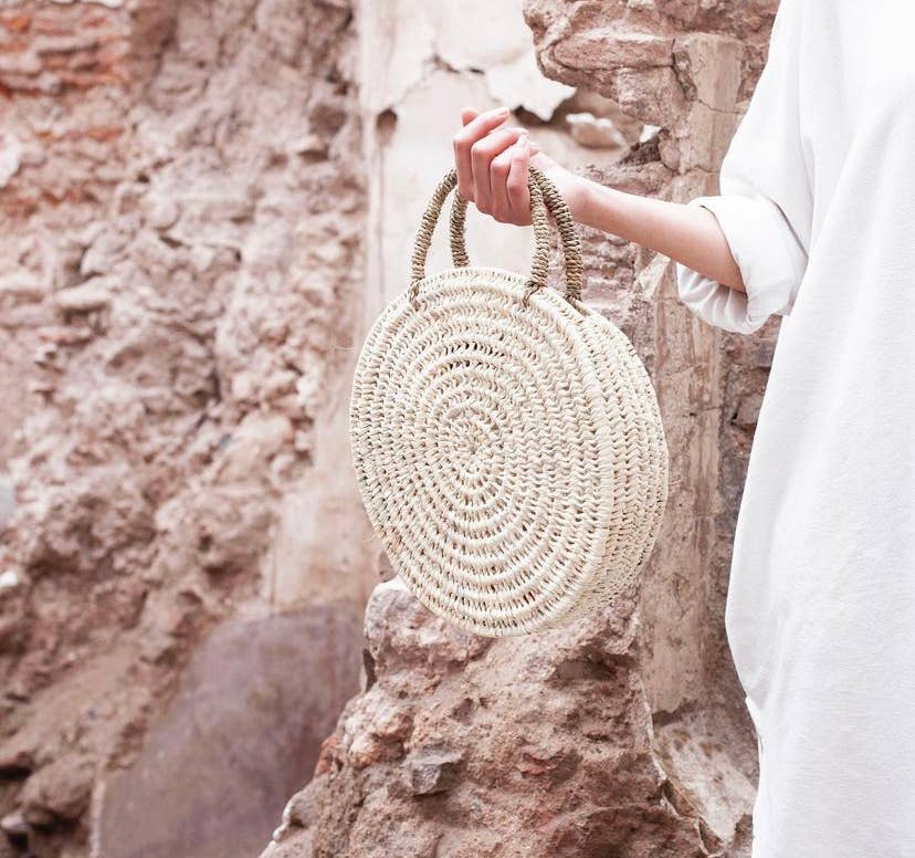 Mikwi – wholesale Basket – Round basket with Palm Leaf handles, Moroccan straw bag2
