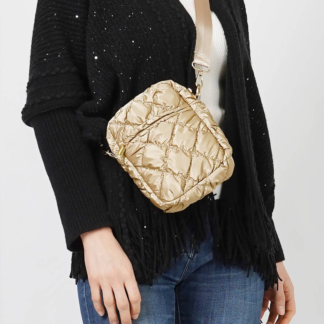 Fashion City – bolsa tiracolo - Mulher por atacado – Mini Mala Cruzada Puffy Brilhante8