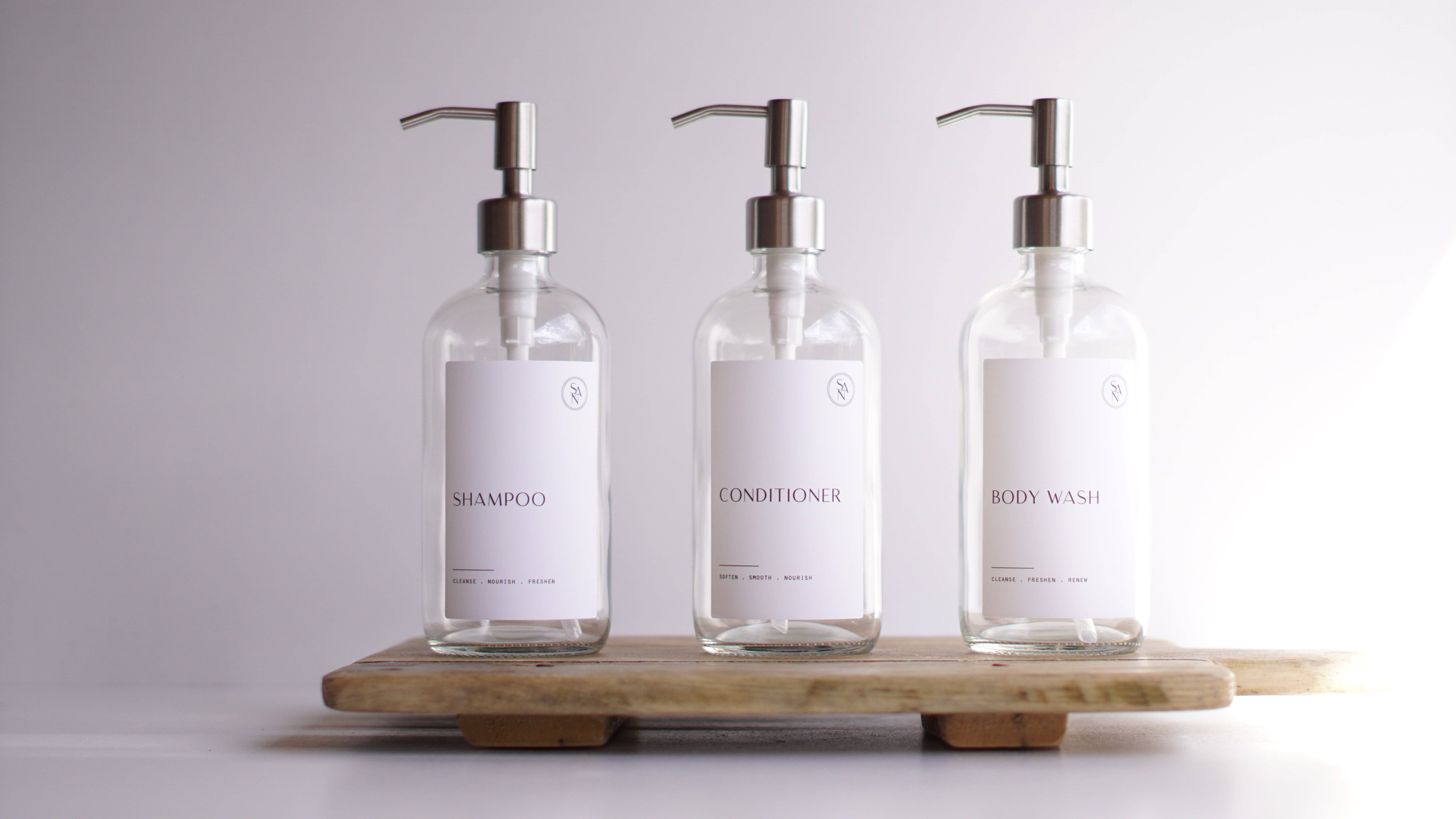 So At Nature - Wholesale Soap Dispenser - Luxury Clear Body Wash, Shampoo and Conditioner Dispenser Set - So At Nature5