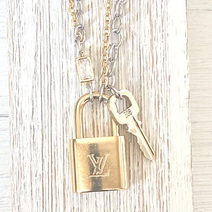 VB&CO Designs Handmade Jewelry - Wholesale Pendant/Charm Necklace - Louis Vuitton lock necklace repurposed upcycled LV5