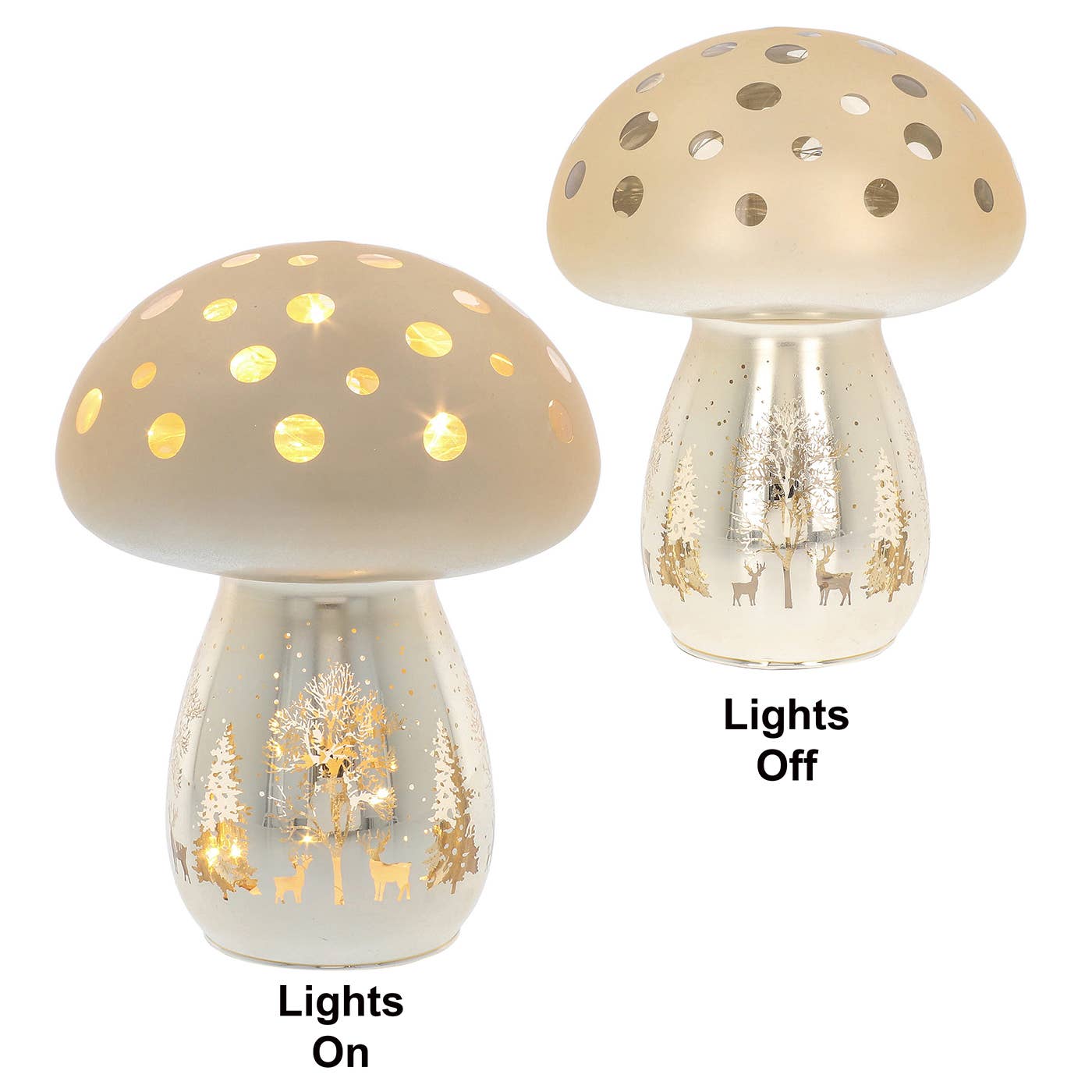 Joe Davies – Decoração de Natal por atacado – Grande Cogumelo LED Brilhante de Natal Dourado2