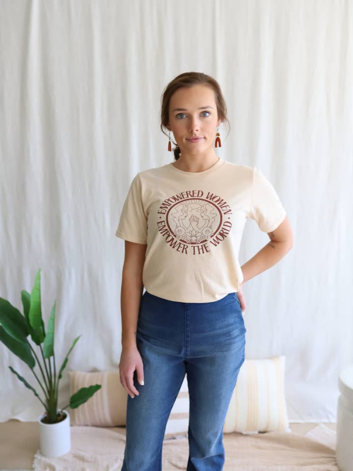 Empowered Women Empower The World, Graphic Tee in Rose for wholesale by Polished Prints