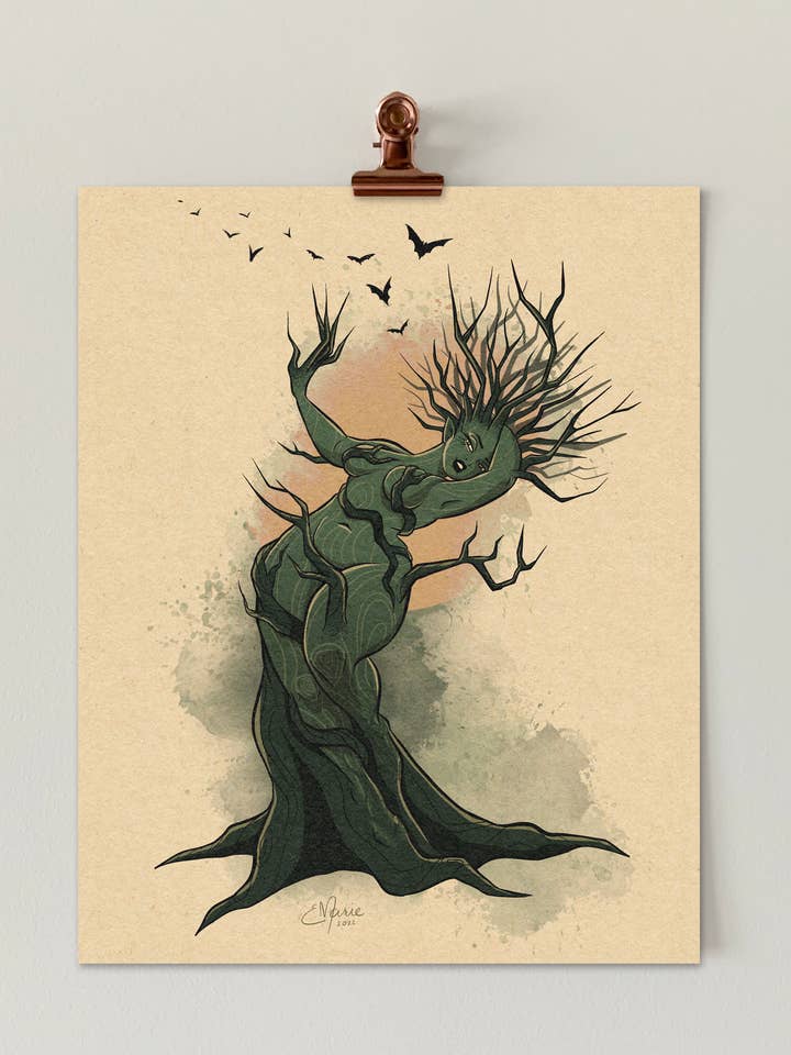 Dryad Pinup 8x10 Art Print | folklore | fantasy | dnd for wholesale by Elissa Marie Creative