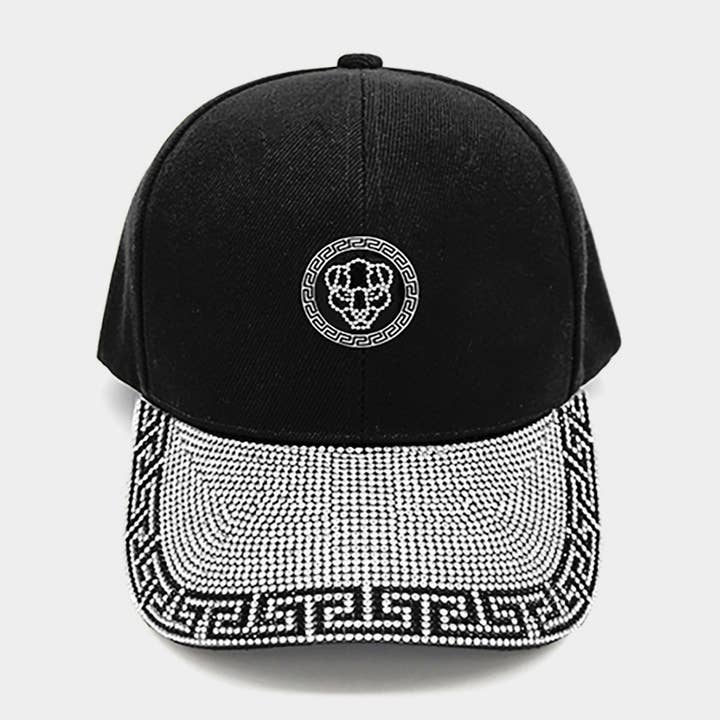 Wona Trading, Inc. - Wholesale Baseball Cap - Women's - Bling Studded Geometric Pattern Lion Pointed Baseball Cap