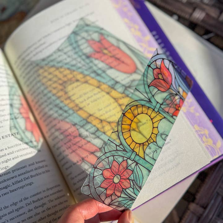 Floral Stained Glass Style Acrylic Bookmark Book Lover Gift for wholesale by Well Read Babes
