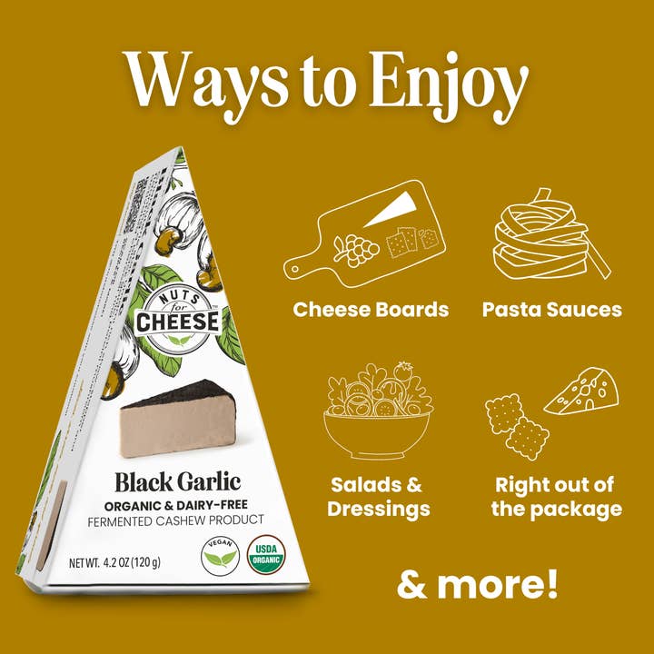 Nuts For Cheese - Wholesale Cheese - Black Garlic Cashew Cheese Wedge | Organic | Artisan | Vegan4