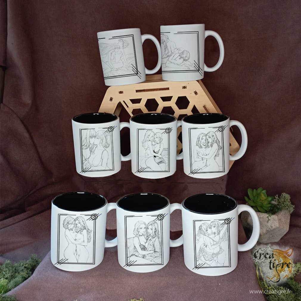 Creatigre – Großhandel Kaffeebecher – Erotisches lesbisches Paar, Yuri Style 5 weiß/schwarze Tasse1