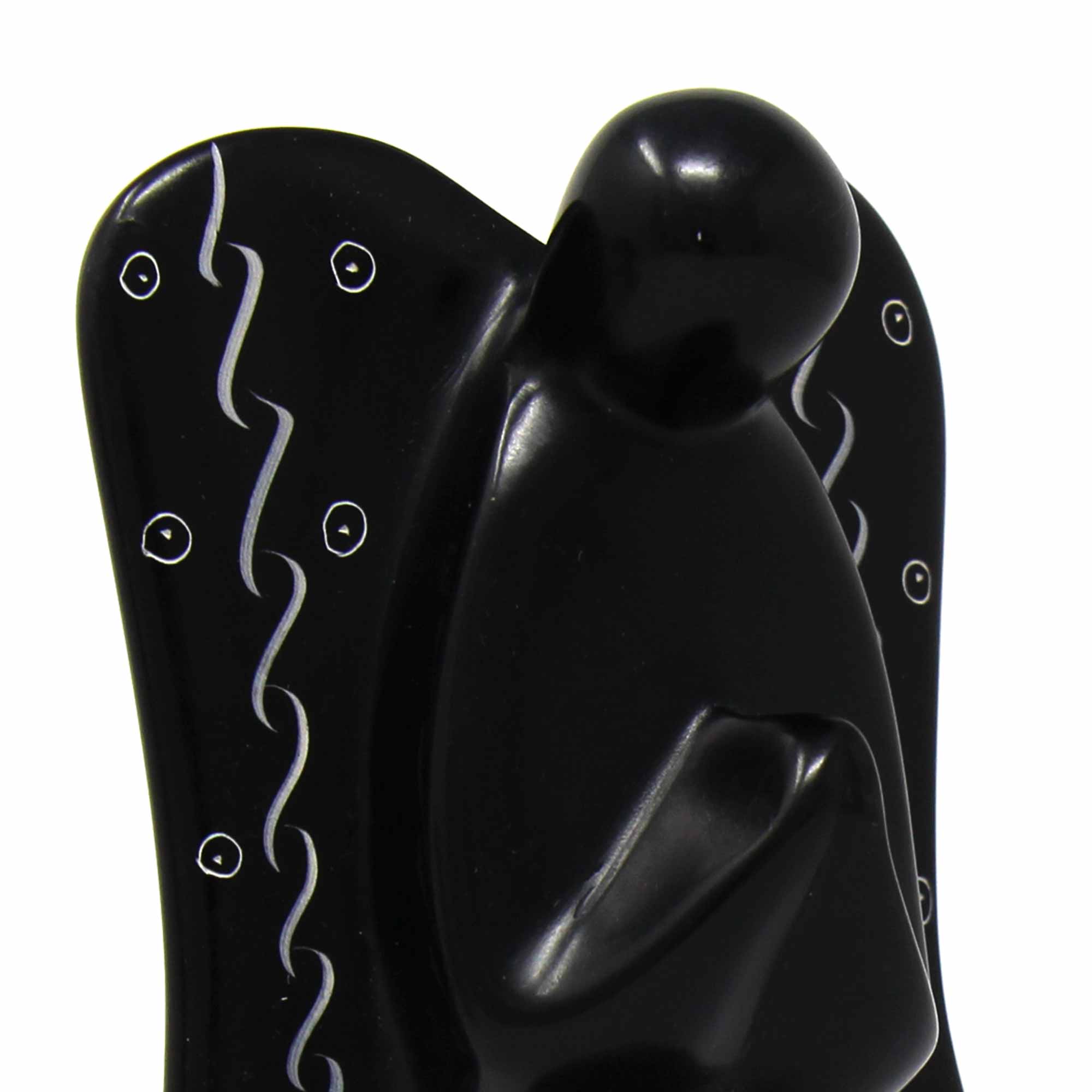Global Crafts – Großhandel Skulptur – Speckstein-Engel-Skulptur, schwarzes Finish mit Ätz-Design5