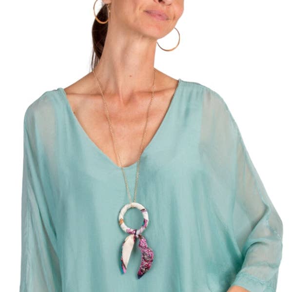 Dolman Sleeve Silk Crop Top for wholesale by Gigi Moda