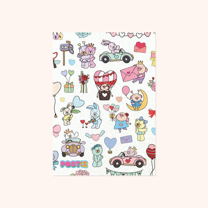 Postix Sticker Club US - Vendita all'ingrosso Adesivo - Foglio di adesivi glitterati Animal Sweethearts
