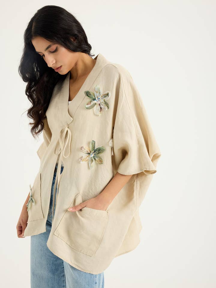 Store WF - Wholesale Kimono – Women's - 100% Washed Linen Beige Kimono2