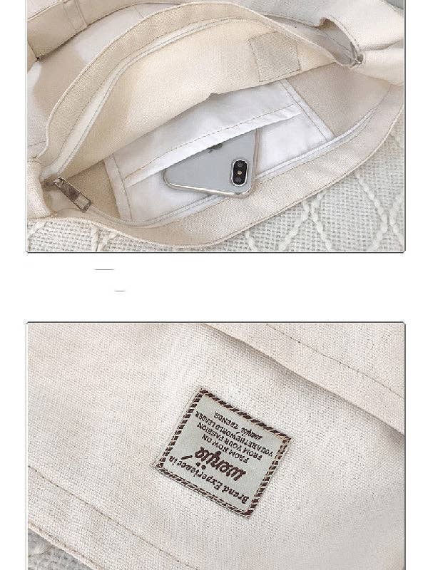 UZ Wholesale Store – Sacola - Mulher por atacado – Bolsa de lona simples de cor sólida com bolsos9