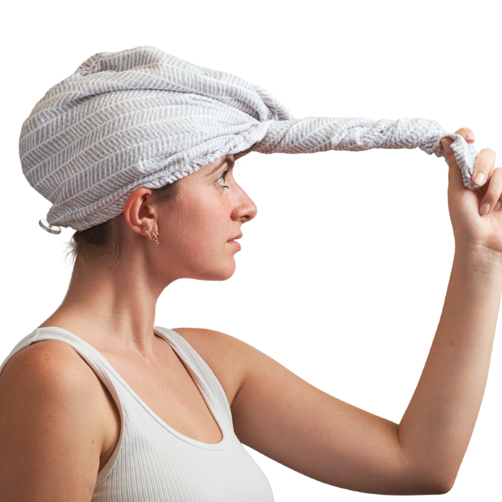 Once Again Home Co. - Wholesale Hair Towel/Wrap - Hair Towel Wrap - Branches in Grey3