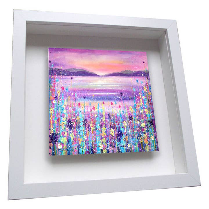 Purple Mountains Framed Ceramic Tile for wholesale by Emily Ward Art