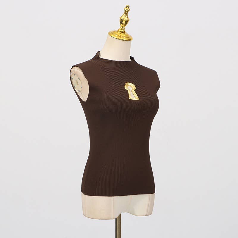 Productseeker - Wholesale Knit Top - Women's - TP46Y High-neck sleeveless vest with keyhole accent13